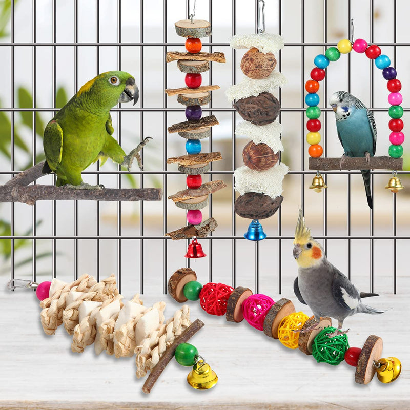 Bird Perch Bird Toys Parakeet Toys,6 Pack Bird Cage Accessories Wooden Chew Toys Perch Stand for Parrot Conure Cockatiel Lovebird Parrotlet Budgie Finches and Other Small to Medium Sized Birds - PawsPlanet Australia