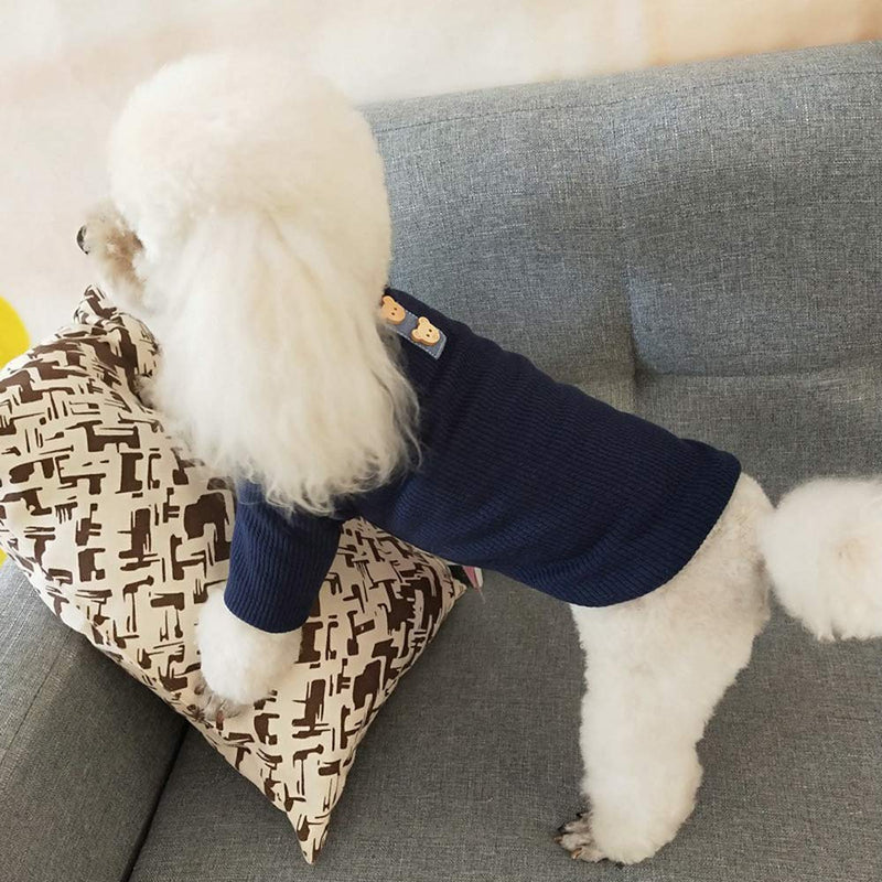 PetLover Cute Dog Clothes, Comfortable Dog Sweater, Cotton Dog Shirt Keep Warm in Winter, Dog Clothes for Small Medium Dogs (Blue, Small) Blue - PawsPlanet Australia