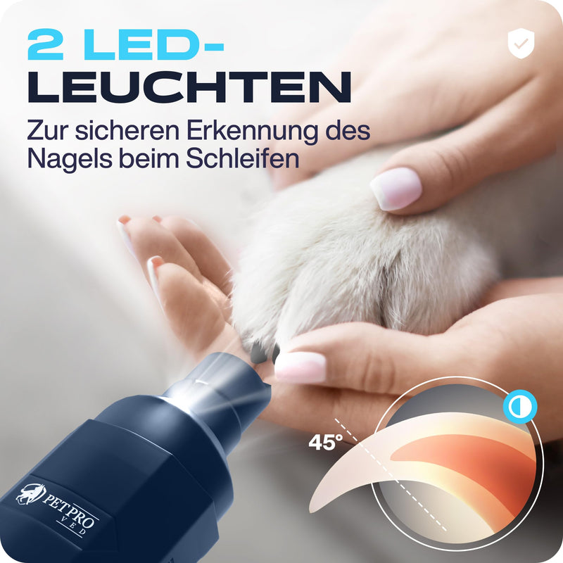 PETPROVED Claw Grinder for Dogs with LED Light Claw Grinder Dog Claw File for Dogs Claw Grinder Claw Scissors Dog Claw Trimmer Dog File Claw Nail File Electric - PawsPlanet Australia