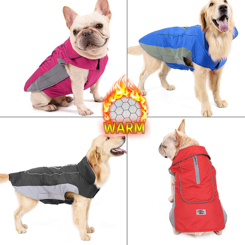 RC GearPro Cotton Dog Jacket for Cold Winter Dog Coat Clothes Cozy Waterproof Windproof Vest Winter Coat for Small Medium Large Dogs (L, Rose red) L - PawsPlanet Australia