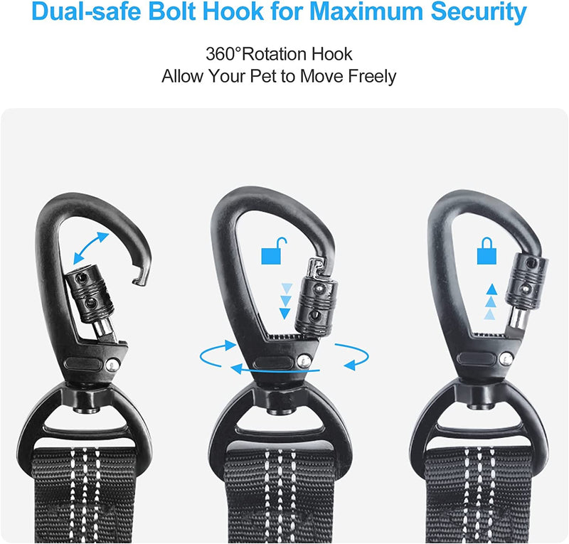 Firschoie dog car seat belt, 3-in-1 dog belt for the car, dog seat belt with elastic shock absorption, thick zinc alloy, double secure bolt hook and double buckle - PawsPlanet Australia