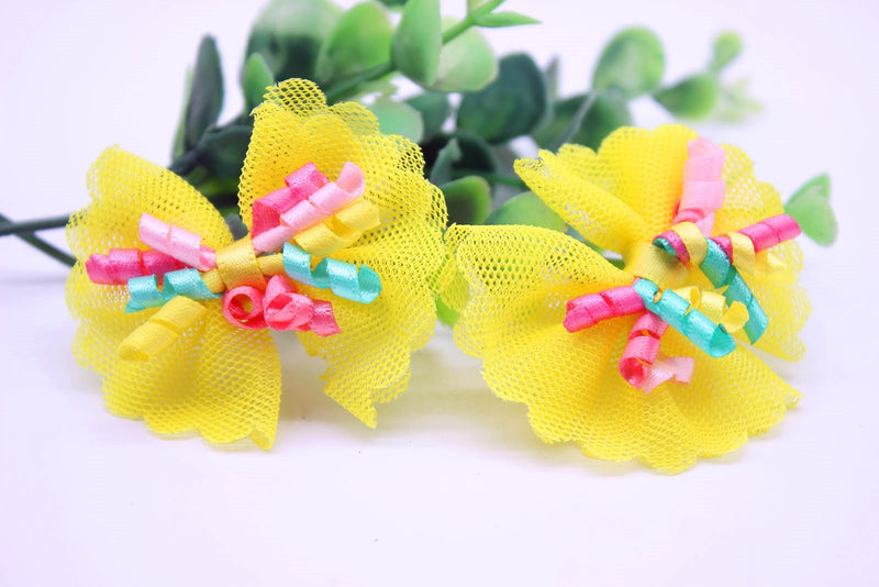 [Australia] - yagopet 20pcs/10pairs Dog Hair Bows with Rubber Bands Colored Curve Decoration Mixed Colors Dog Topknot Bows Pet Dog Grooming Bows Pet Supplies Dog Bows Dog Hair Accessories 