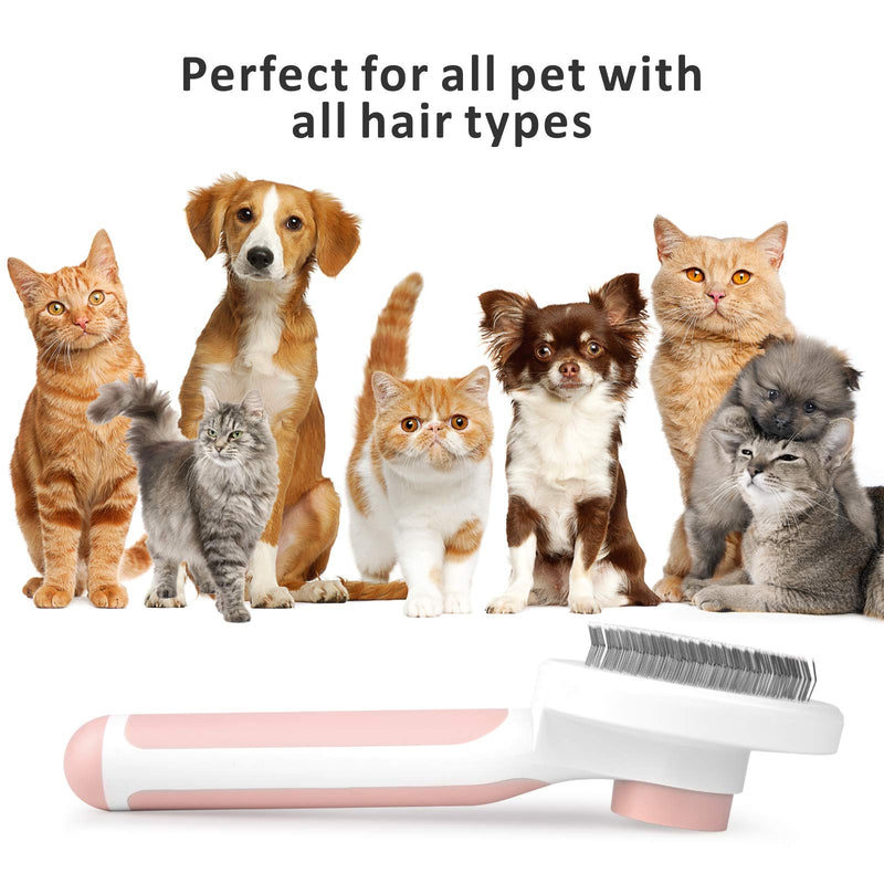 Baytion pet dog brush cat brush, hair remover pet brush for long hair and short hair, supple stainless steel bristles, quick cleaning of the brush to remove the undercoat - PawsPlanet Australia