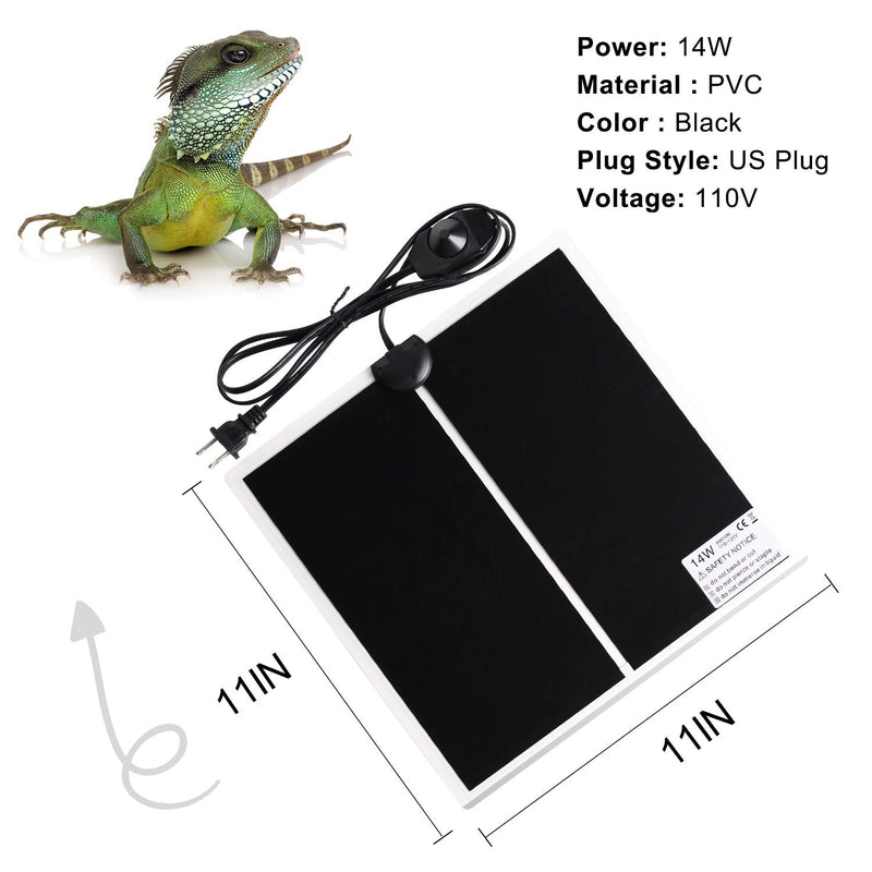 Reptile Heating Pad with Temperature Adjustment, Under Tank Terrarium Heater Heat Mat for Small Animals 14W - PawsPlanet Australia