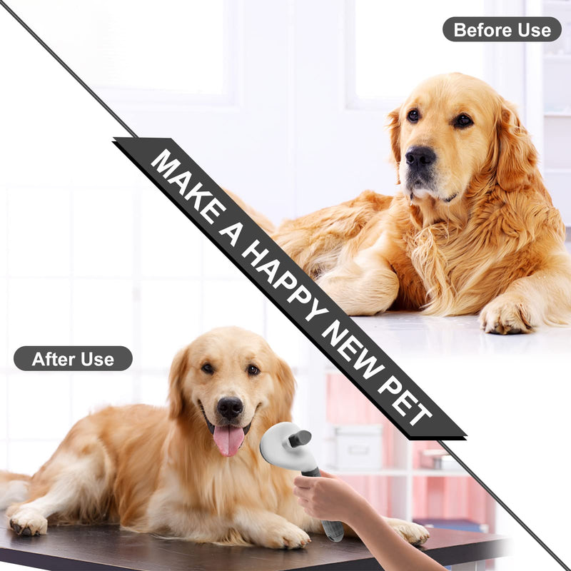 Dog Brush Cat Brush Grooming Brushes,Slicker Dog Cat Grooming Brush with Cleaning Button, Pet Shedding Tool Gently Removes Long Short Hair Brush for Dogs Cats Massage-Self Cleaning Grey - PawsPlanet Australia
