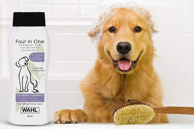 [Australia] - Wahl 4-In-1 Calming Pet Shampoo – Cleans, Conditions, Detangles, & Moisturizes with Lavender Chamomile 24 Ounce 