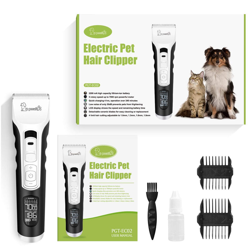 pecute Pet Hair Trimmer Dog Clippers Dogs Cats Timmer Hair Trimmer Pet Grooming Clipper Kits Long Hair Hair Trimmer for Cats Dogs Black (5 Speeds) - PawsPlanet Australia