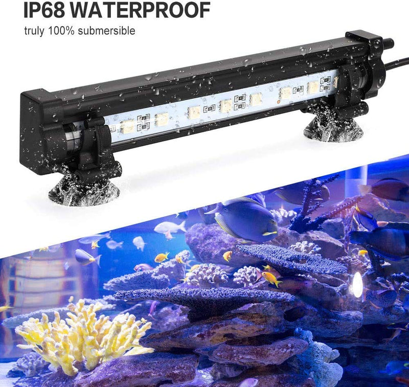 DOCEAN LED Aquarium Light, Acrylic Fish Tank Light, Upgraded LED Aquarium Light IP68 Waterproof Fish Tank Lights Submersible Underwater Aquarium Lights Rgb(11in/28cm)with Air Bubble - PawsPlanet Australia