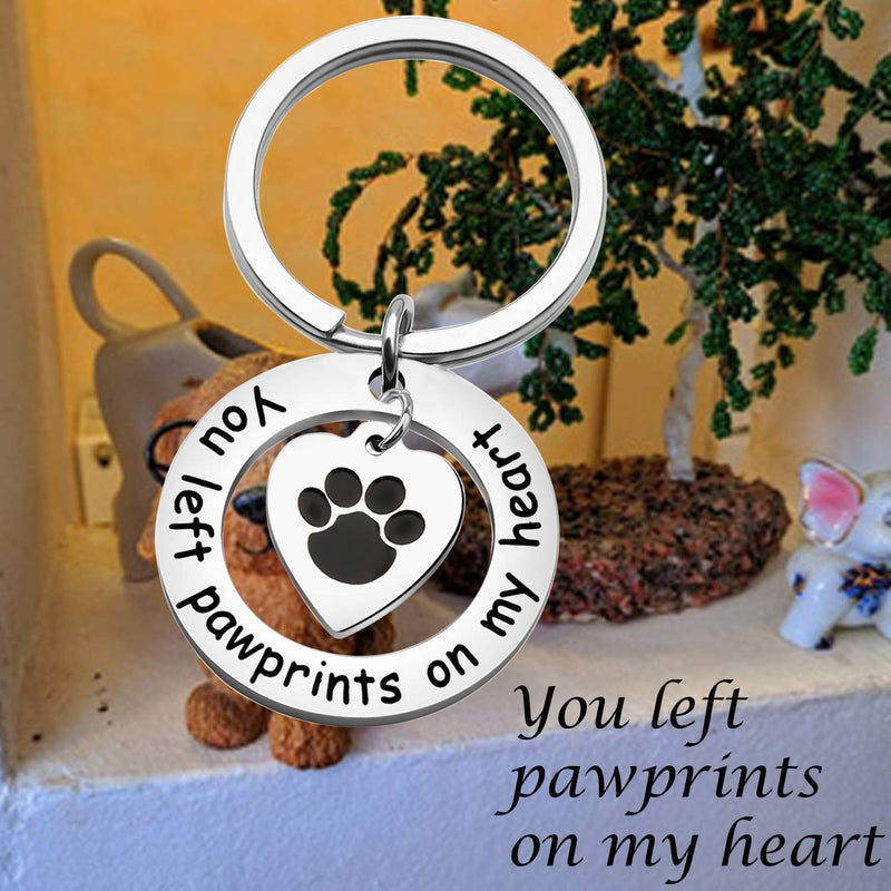 [Australia] - WUSUANED Pet Memorial Gift You Left Pawprints On My Heart Keychain Remembrance Jewelry Loss of Dog Gift 