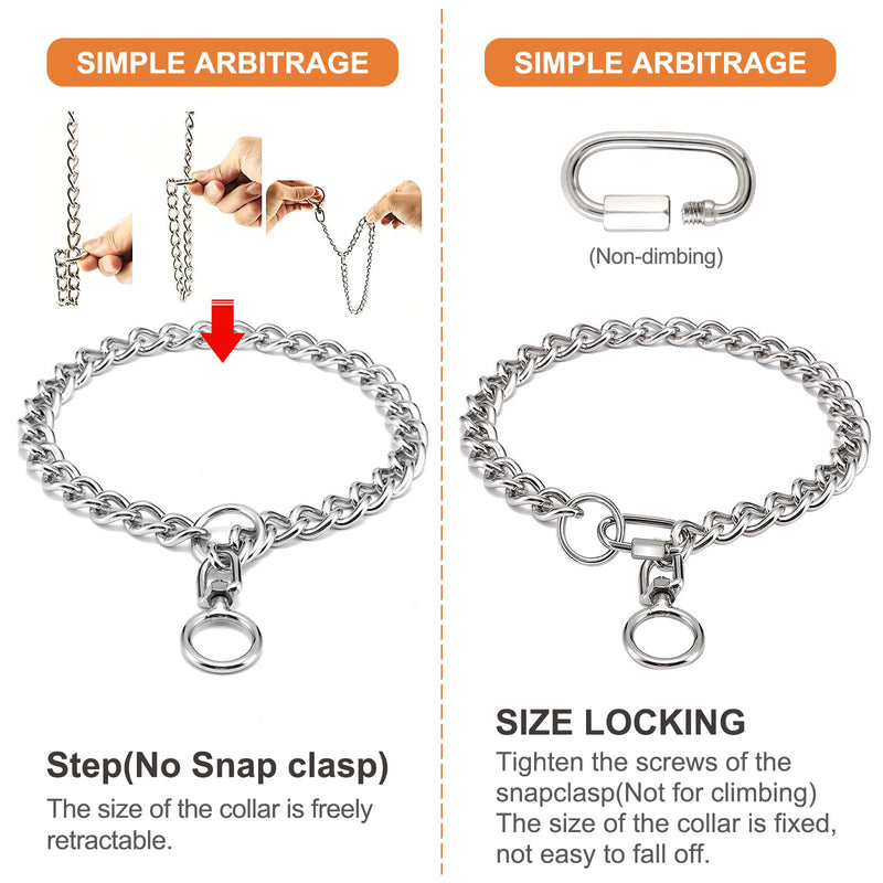 Chain Dog Collar, Stainless Steel Metal Chew Necklace Slip P Chain Collar with Connecting Clasp for Small Medium Large Dogs (A, S) A - PawsPlanet Australia