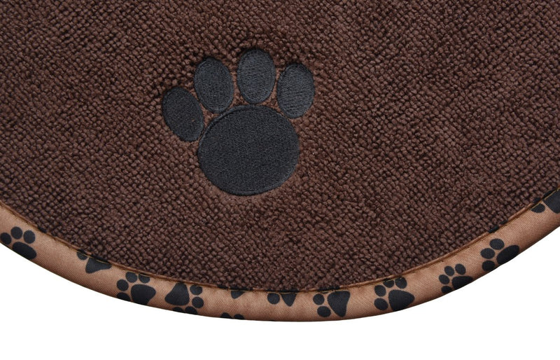 [Australia] - SINLAND Microfiber Pet Bowl Mat Dish Drying Mat with Anti-Skid Backing 12.5 Inch x 21.5 Inch Brown Oval 