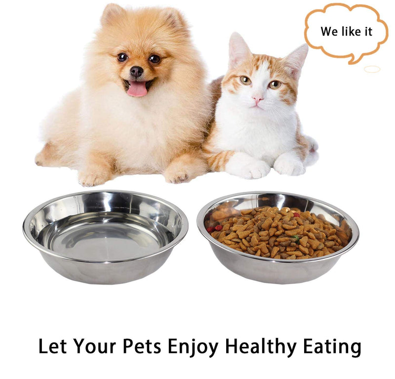 4 Pcs Stainless Steel Dog and Cat Food Dish/Bowls, Shallow Cat Dish, Extra Replacement Bowl -Metal Food and Water Dish, for Small Dogs and Cats,12oz - PawsPlanet Australia