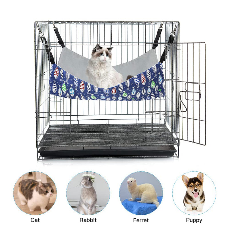 FOUFLY Blue Pet Bed Cat Hanging Hammock Bed Breathable Canvas Cat Hammock Comfortable Cat Cage Hanging Nest for Small and Medium Pets - PawsPlanet Australia