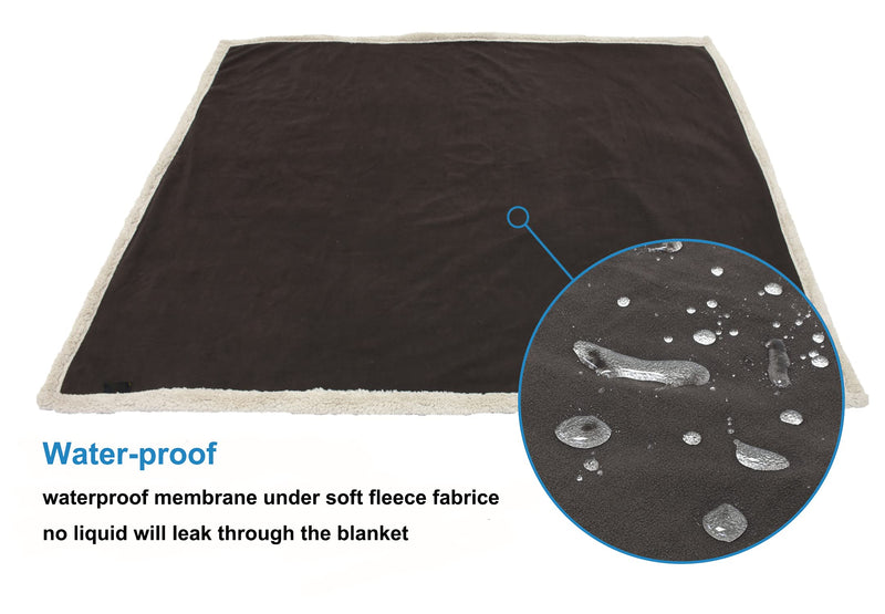 Kritter Planet Waterproof Pet Blanket, Pee Urine Proof Dog Blanket for Couch Bed, Soft Reversible Furniture Protector Cover, Liquid Proof Blanket for Large Dogs 50"x30" Brown/Taupe - PawsPlanet Australia