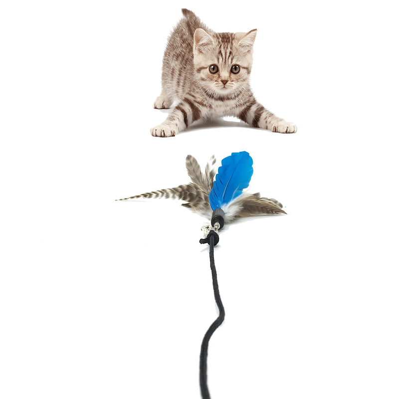 [Australia] - Pet Fit For Life Feather Teaser and Exerciser for Cat and Kitten - Cat Toy Interactive Cat Wand 2 Section 3 Piece 