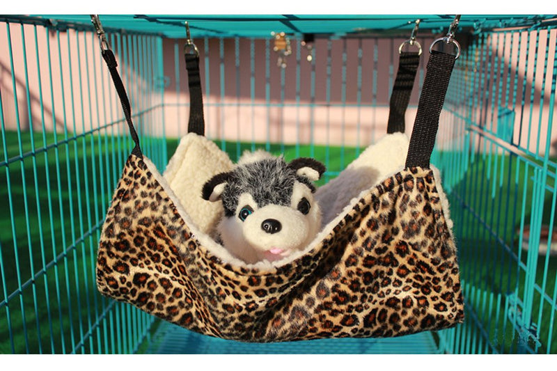WZYuan Pet Cage Hammock, Polyester Leopard Print Design Small Pet Animal Small Dog Puppy Cat Kitty Kitten Ferret Hanging Hammock Bed Sleepy Pad Comforter (Leopard Print Design) - PawsPlanet Australia