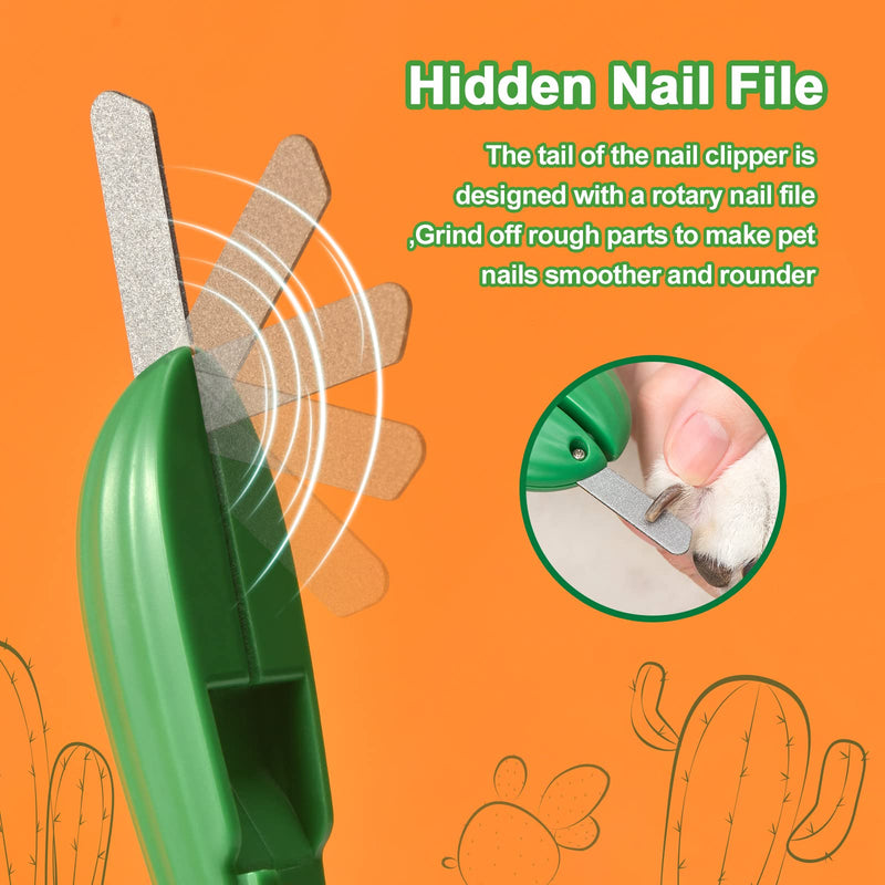 Claw scissors for dogs and cats with nail file | Original cactus design claw care cutter with LED & UV light Professional Unique Stainless Steel Claw Grinder Ideal for Small Pet Green - PawsPlanet Australia