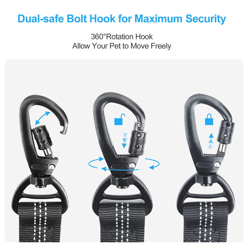 Newaner Pack of 2 dog car seat belts, 3-in-1 dog belt for the car, dog seat belt with elastic shock absorption, thick zinc alloy, double secure bolt hook and double buckle. - PawsPlanet Australia