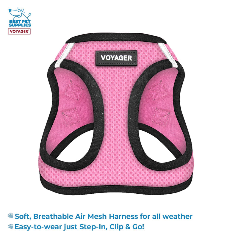 Voyager Step-In Air Dog Harness for Small and Medium Dogs – All Weather Mesh Step in Vest Harness Leash Waste Bag Dispenser by Best Pet Supplies XXXS (Chest: 10 - 11.5" * Fit Cats) 1Pink Base (Leash Bundle) - PawsPlanet Australia
