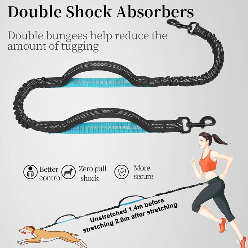 Nizirioo jogging leash for dogs, hands-free dog leash: elastic and reflective dog leash with waist strap, double handle, hand-free dog leash for medium and large dogs, 140-200 cm - PawsPlanet Australia