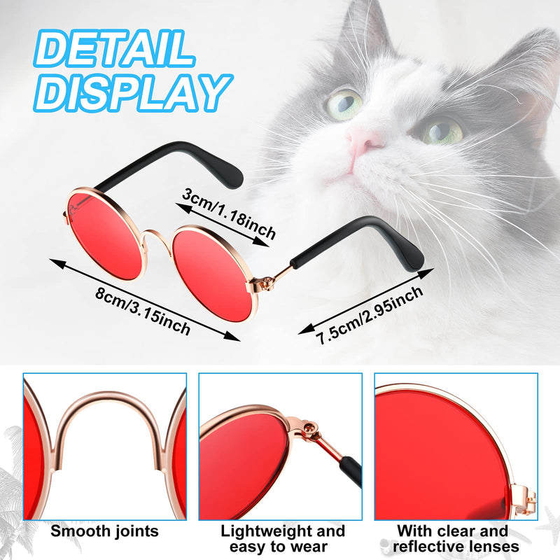 15 Pieces Small Pet Sunglasses Retro Dog Sunglasses Round Metal Puppy Sunglasses Cosplay Glasses Photo Props Eyewear for Cats and Small to Medium Sized Dogs - PawsPlanet Australia