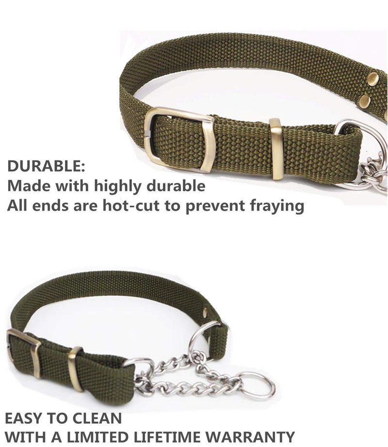 JYHY Stainless Steel Chain Martingale Collar - Gear Adjustable Choke-Style Dog Collar,Blue L 46cm-55cm Blue - PawsPlanet Australia