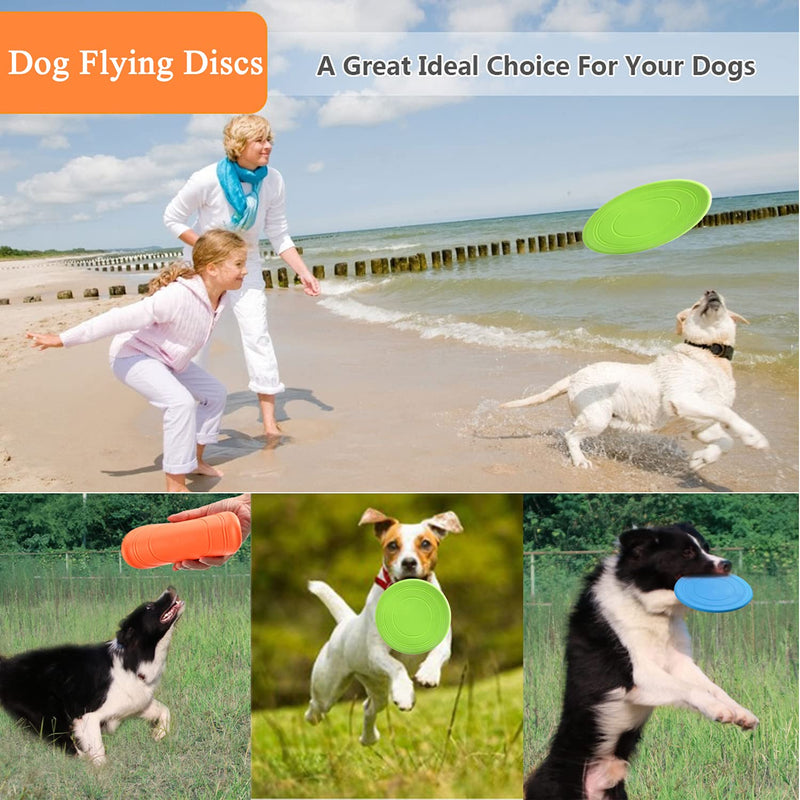 Dog Flying Disc, 3 Pack Dog Flyer Dog Toy, Dog Soft Rubber Interactive Lightweight Flying Disc Dog Toy for Small Large Dogs - Floats in Water & Safe on Teeth, 7 inch. - PawsPlanet Australia