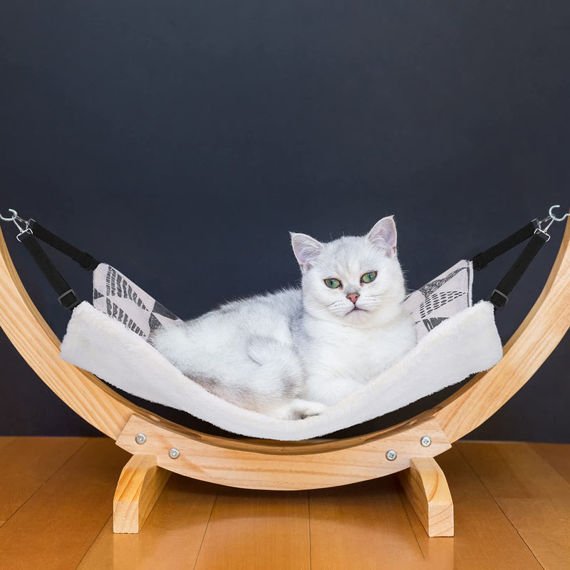 Tiibot 3 Pieces Reversible Hanging Cat Hammock Bed Warm Hanging Bed Pet Cage Hammock for Small Animals with Adjustable Straps and Metal Clasps Resting Sleepy Pad for Small Pet Grey Triangle, Cat Head, Five-pointed Stars 15 x 14 Inches - PawsPlanet Australia