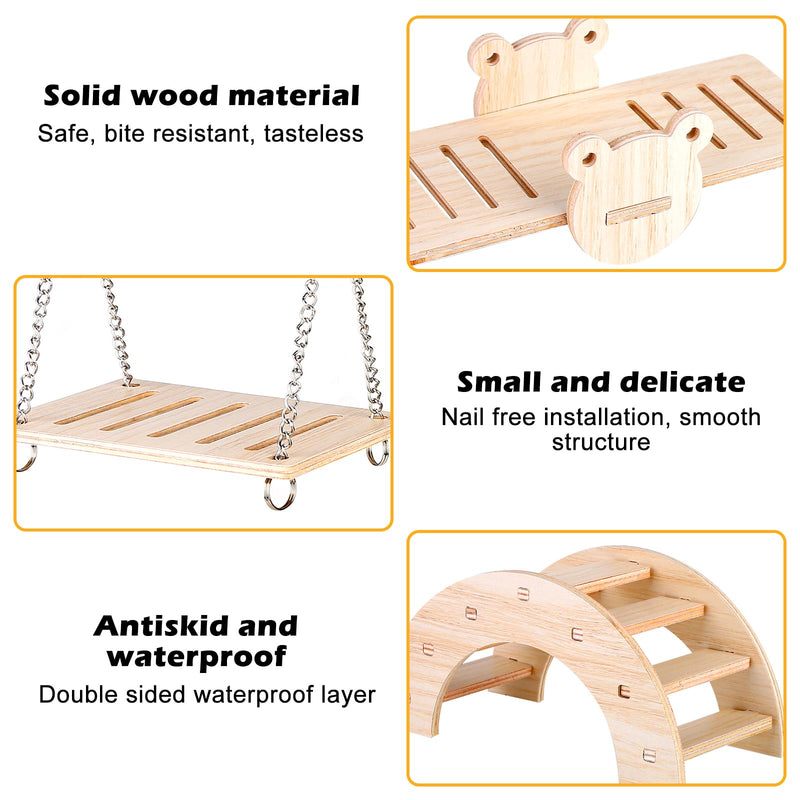 Toys for Hamsters Made of Wood, Pack of 6 Hamster Chew Toys, DIY Hamster Toys, Hamster House Bridge Seesaw Swing Cage Decor Accessories for Gerbils, Guinea Pigs, Chinchilla, Rabbits, Birds - PawsPlanet Australia