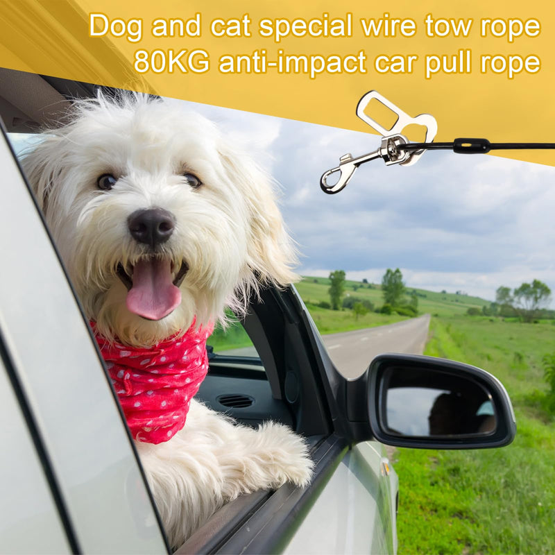 Volumoon Pack of 2 dog safety harnesses for cars, bite-resistant dog leash made of steel wire with car universal plug, dog seat belt, car harness for dogs, cats, pets (60 cm), 60 cm - PawsPlanet Australia