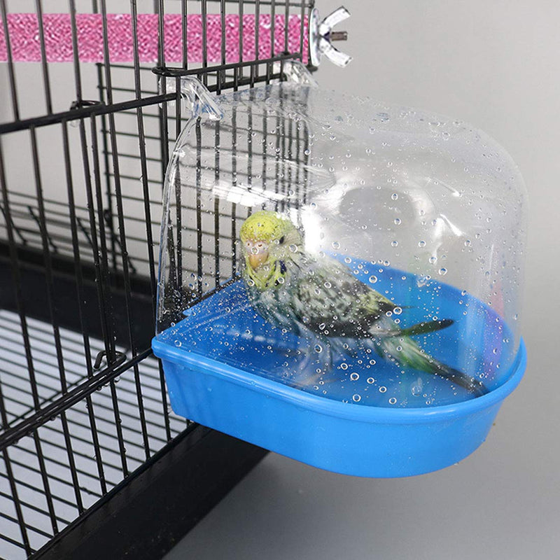 PINVNBY Parrot Bath Box Bird Bathtub Parakeet Bathing Tube with Bird Perches Stand Paw Grinding Cage Accessories Ideal for Small Brids Lovebirds Canary Finches(5 PCS Random Color) - PawsPlanet Australia