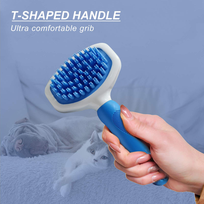 MiniLee Grooming Pet Shampoo Brush + Dogs and Cats Steel Comb. Soft Silicone Bristles Brush for Soothing Massage & Bath.Gently Reduces Shedding & Tangling Fur from Pets with Long Short Hair - PawsPlanet Australia
