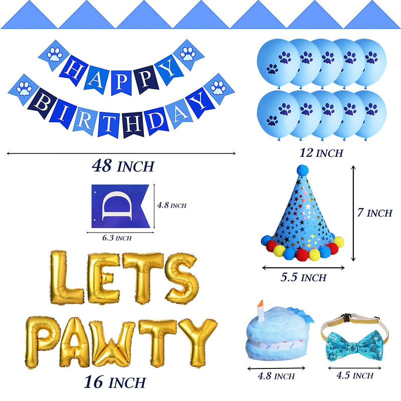 STMK Dog Birthday Party Supplies, Dog Birthday Bandana Boy with Dog Birthday Party Number Hat Bowtie Cake Toy Lets Pawty Paw Balloons Dog Happy Birthday Banner for Dog Puppy Birthday Party Supplies - PawsPlanet Australia