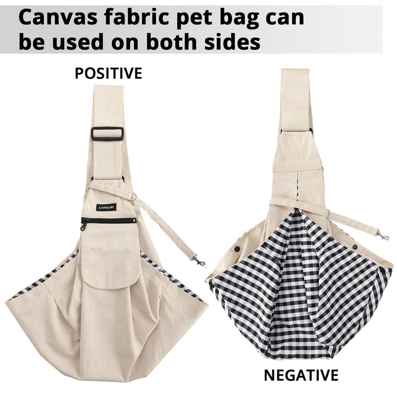 Lyneun Pet Bag, Hand-Free Pet Sling Carrier for Cats and Dogs With Adjustable Shoulder Strap Suitable for Pets Under 10 Kg (Beige) Beige - PawsPlanet Australia