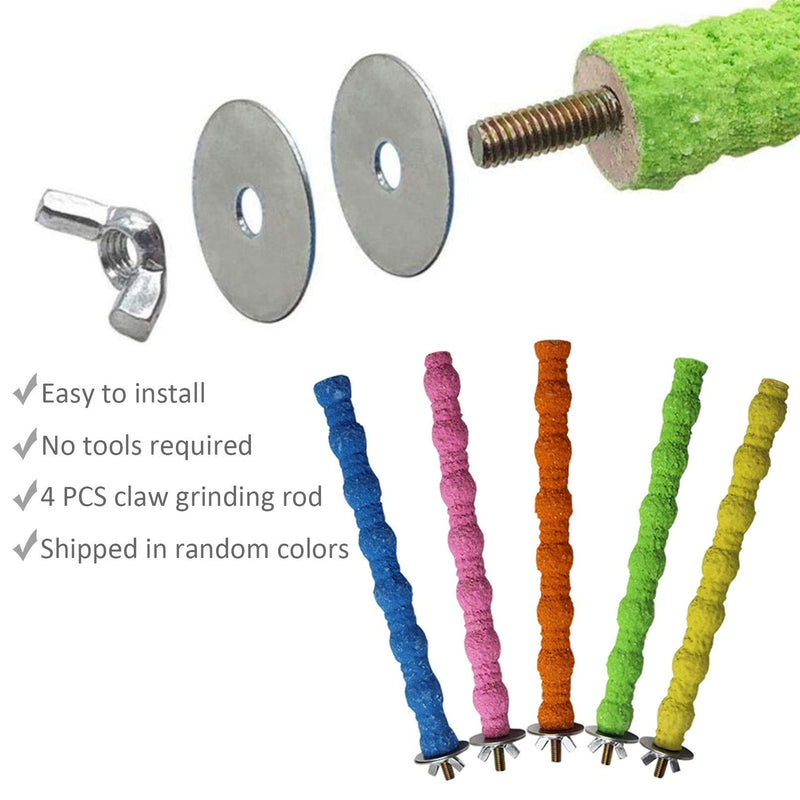 Parrot Perch Stand 12PCS Wood Bird Perch Stand Platform Paw Grinding Rough-surfaced Parakeet Cage Accessories Exercise Toy for Budgies Conure Cockatiel Hamster (Random Color) - PawsPlanet Australia
