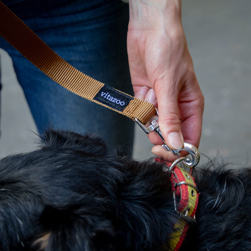 vitazoo dog leash in brown 2mx2.5cm, solid and adjustable in 3 lengths - suitable for large and strong dogs - dog leash, double leash - PawsPlanet Australia