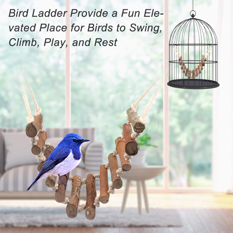 Huahao Wooden Natural Parrot Ladder 1Pcs Bridge Swing Ladder for Parrots Bird, Flexible Bird Bridge for Parrot Birds Training - PawsPlanet Australia