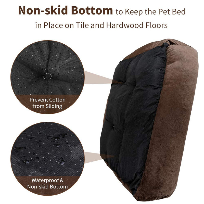 [Australia] - SlowTon Warming Dog Bed, 31.5 Inch Machine Washable & Dryer Pet Sleeper Couch Sofa，Ultra-Soft Breathable Cotton Cozy Calming Cushion with Non-Slip Bottom for Medium Small Dog M - 31” x 22” Coffee 