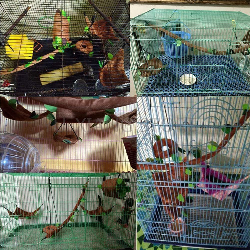 [Australia] - FunMove Hamster Hammock Rat Bird Parrot Hanging Warm Bed House Cage Nest Accessories Forest Pattern Cage Toy Leaf Hanging Tunnel and Swing for Sugar Glider Squirrel Hamster Playing Sleeping Pack of 5 