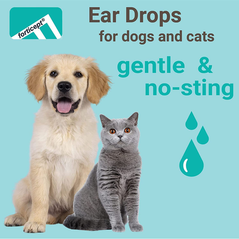 Forticept Dog and Cat Ear Infection Treatment, Dog Ear Drops with 1% Hydrocortisone 2 oz Ear Medicated Drops - PawsPlanet Australia