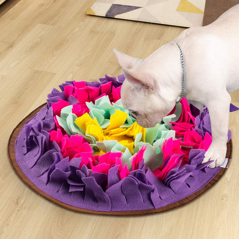 [Australia] - Green House Dog Snuffle Mat Pet Puzzle Toy Sniffing Training Pad Activity Blanket Feeding Mat for Dog Release Stress Purple 