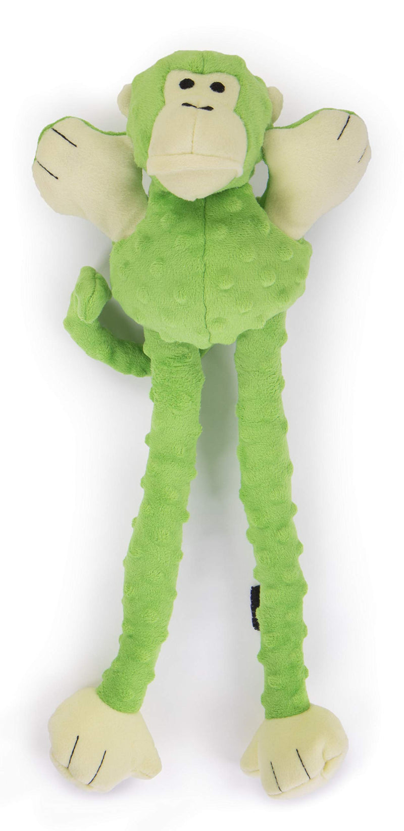 [Australia] - goDog Crazy Tugs with Chew Guard Technology Durable Plush Dog Toys with Squeakers Lime Large Monkey 