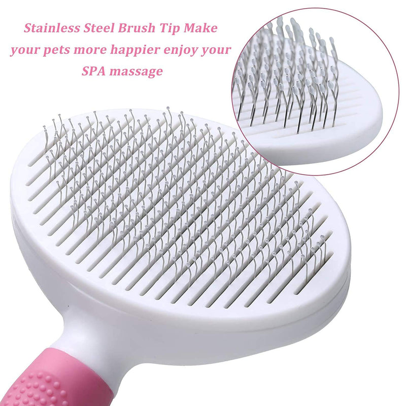 Cat Brush, Self Cleaning Slicker Brushes for Shedding and Grooming Removes Loose Undercoat, Mats and Tangled Hair Grooming Comb for Cats Dogs Dematting Detangling & Deshedding (Red) Red - PawsPlanet Australia