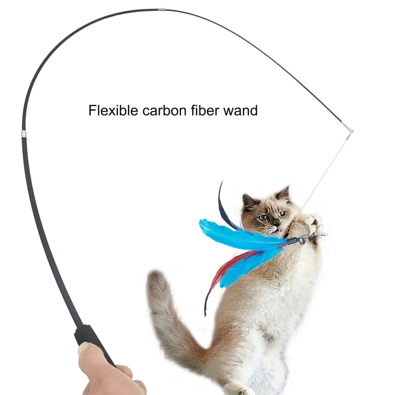 ZPH Cat Feather Toys for Indoor Cats Wand-Kitten Toy-Includ Pet Glasses,Fluffy Mouse Worms and Fish - PawsPlanet Australia