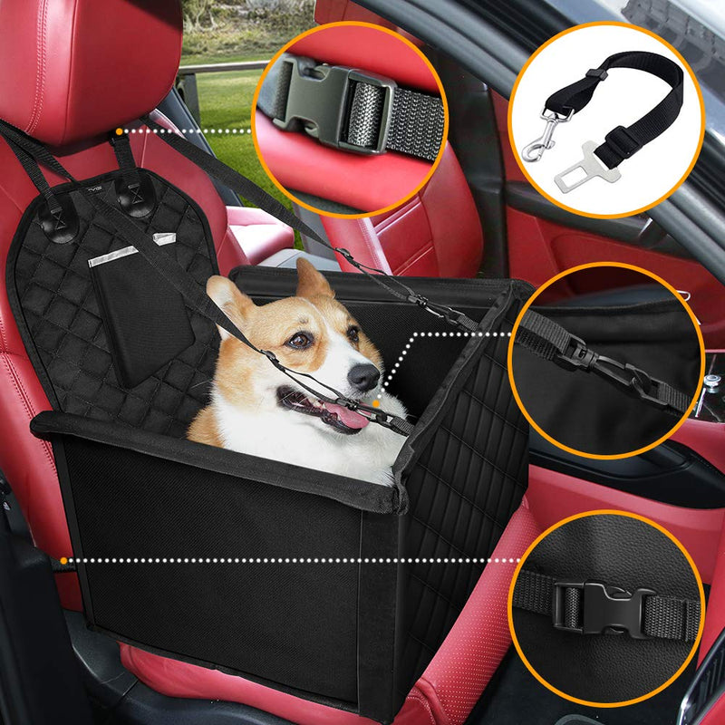 KYG Dog Car Seat for Small and Medium Dogs Waterproof dog car seat for back and front seat with reinforced walls and 4 seat belts - PawsPlanet Australia