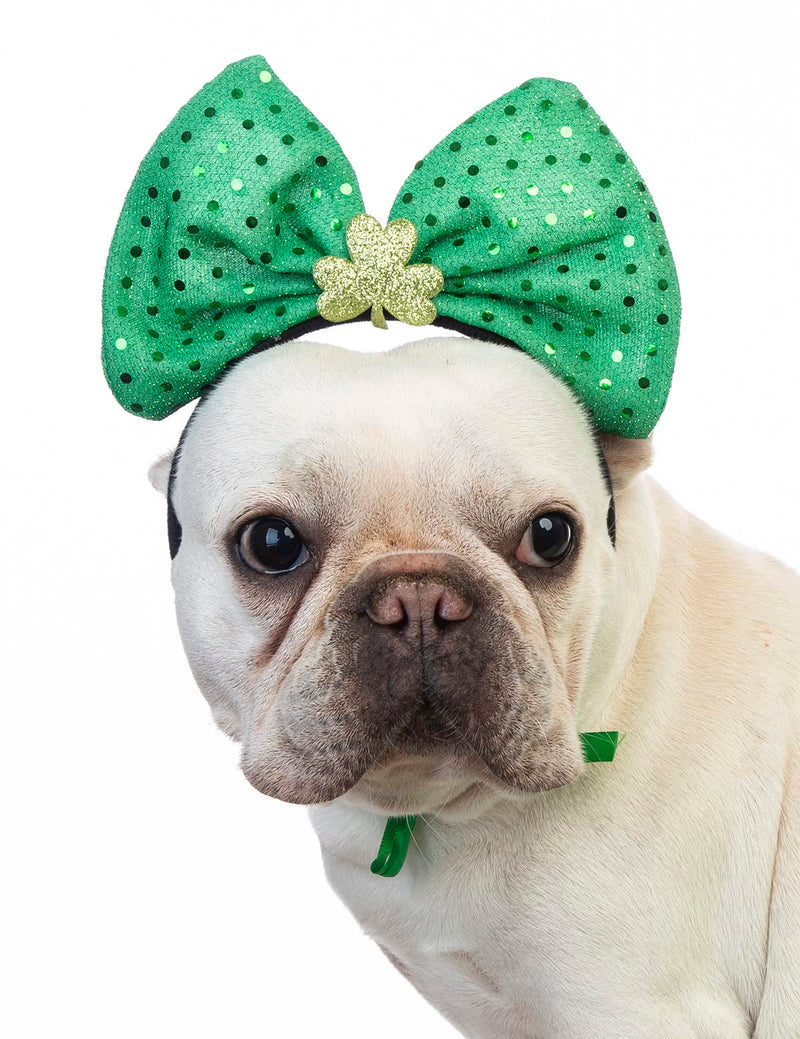 Impoosy St. Patrick's Day Dog Costume Pet Green Irish Headband with Dog Clover Dresses for Dogs Cats St. Patrick's Day (Green) One Size - PawsPlanet Australia