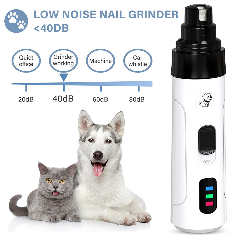 Viixm Dog Nail Grinder 2-Speed Electric Pet Nail Trimmer for Small, Medium, Larger Dogs, Cats, Low Noise & Quiet Painless Pet Nail Grinder, Rechargeable Pet Nail Grooming Paws Smoothing - PawsPlanet Australia