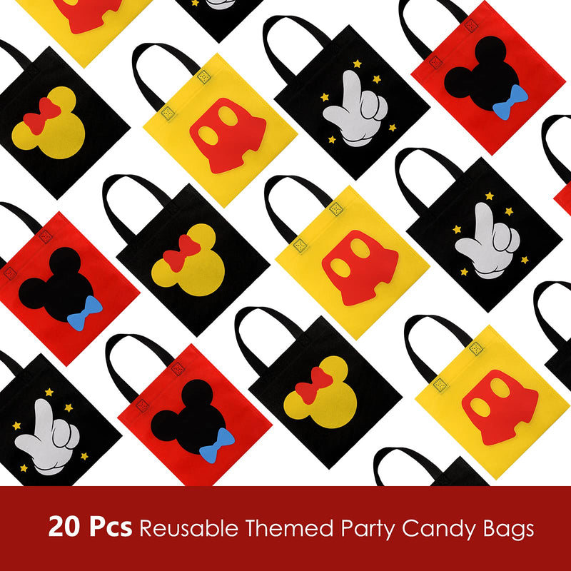 20 Pcs Non-woven Mickey Minnie Mouse Party Candy Treat Bags,Reusable Party Supplies, Mouse Favor Bags for Mouse Theme Party Decorations, Baby Birthday, Baby Shower - PawsPlanet Australia