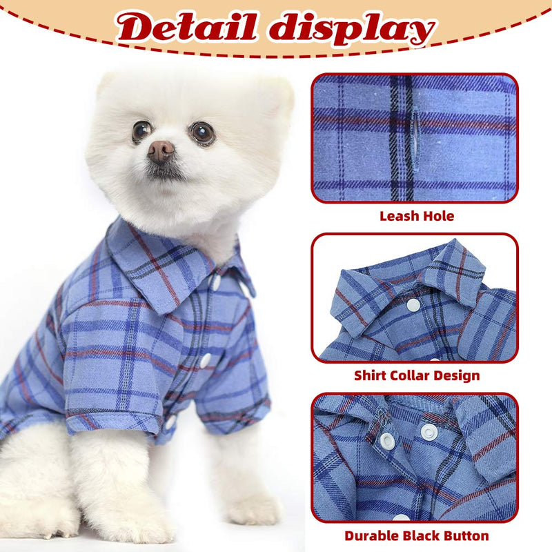 SOUTHMIA Plaid Dog Shirt, Cute Puppy Polo T-Shirt, Soft Pet Colthes Boy for Small Medium Large Dogs S - Body Length: 12" - PawsPlanet Australia