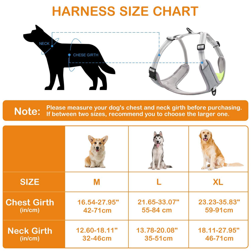 Lightweight Dog Harness No Pull Large Dogs, Adjustable Pet Vest Harness Dog with Reflective Strips Easy Control Dog Harness for Medium Large Dogs Walking Training Gray M Lightweight Harness Gray - PawsPlanet Australia